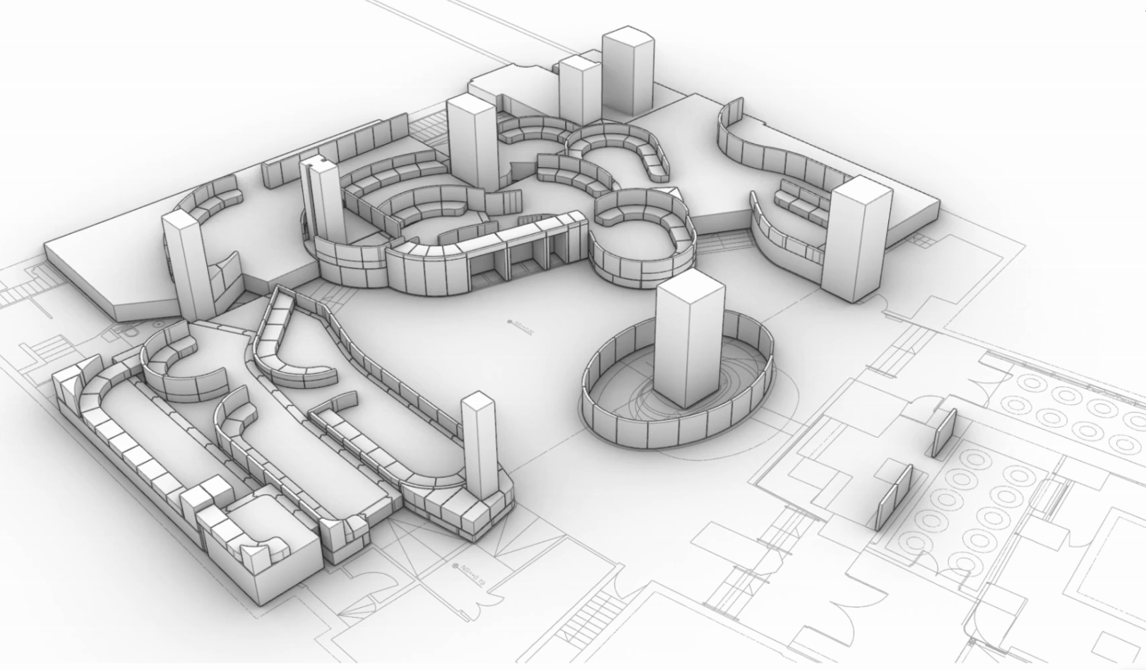 3D render of the interior pieces for Sutton Barcelona