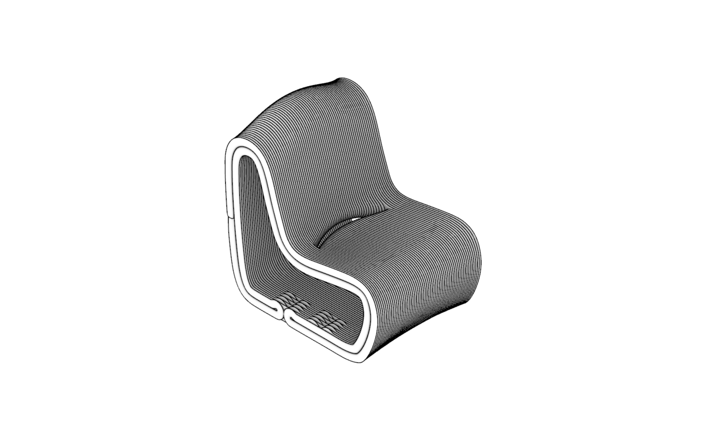 Silla Cadí impresa en 3D en hormigón